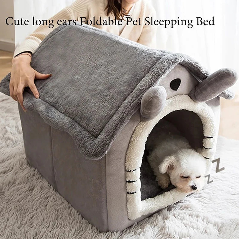 Indoor Warm Dog Cat Mansion with Removable Cushion Suitable for Small Medium Large Pets