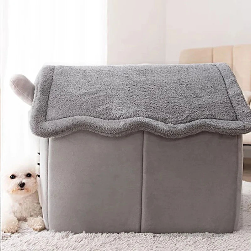 Indoor Warm Dog Cat Mansion with Removable Cushion Suitable for Small Medium Large Pets
