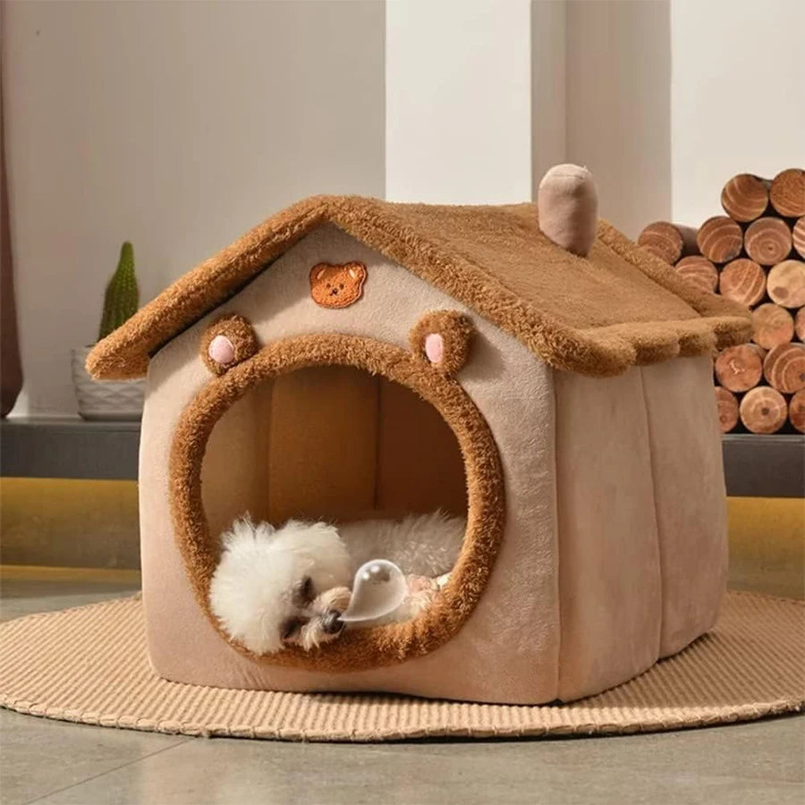 Indoor Foldable Cozy Pet House Removable Washable Cat House Puppy