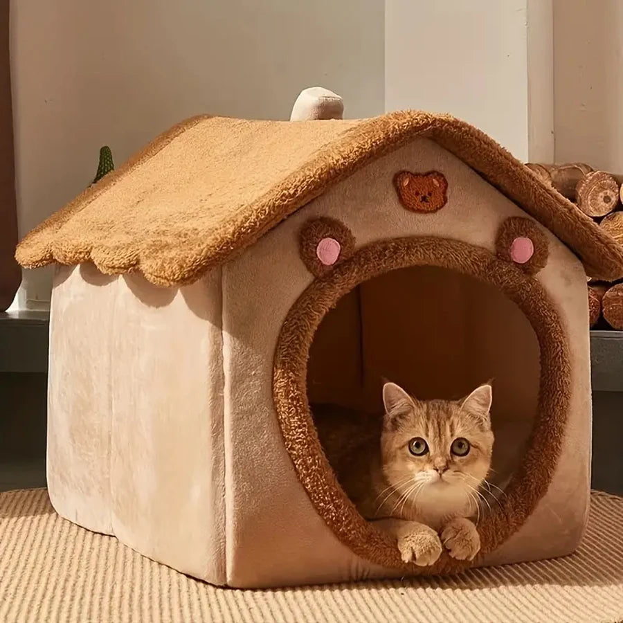 Indoor Foldable Cozy Pet House Removable Washable Cat House Puppy