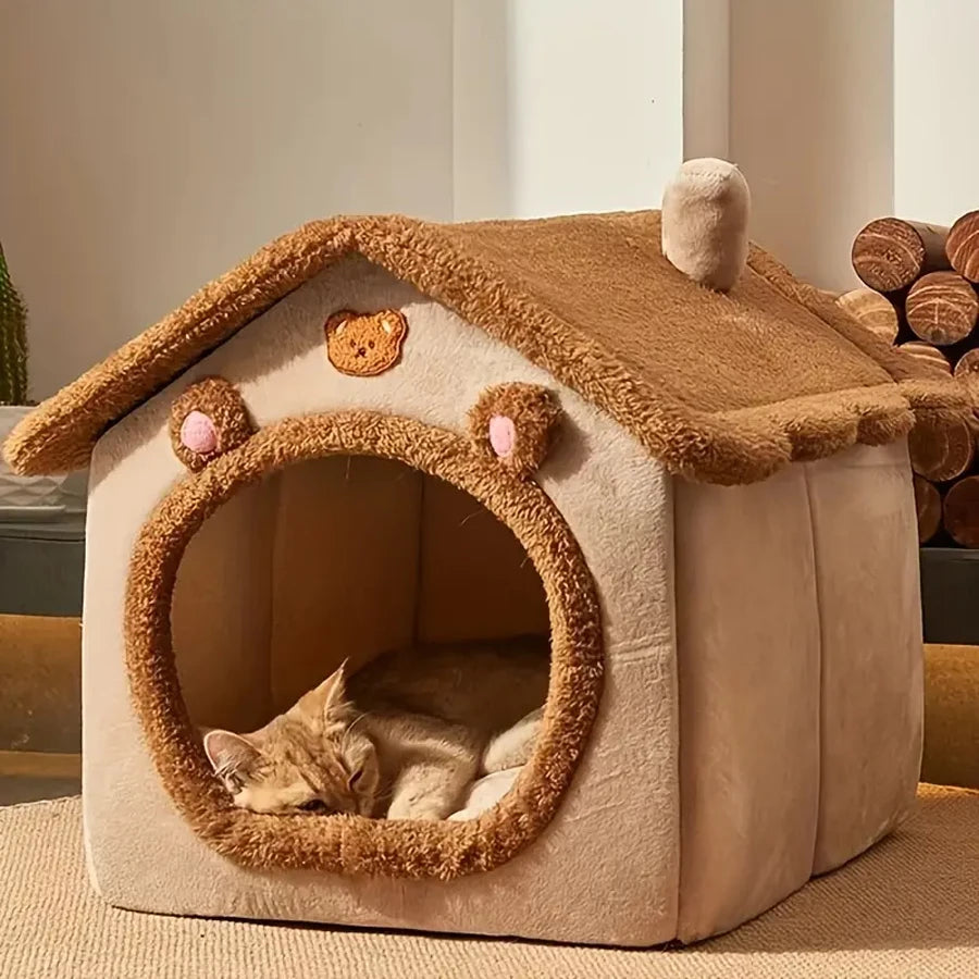 Indoor Foldable Cozy Pet House Removable Washable Cat House Puppy