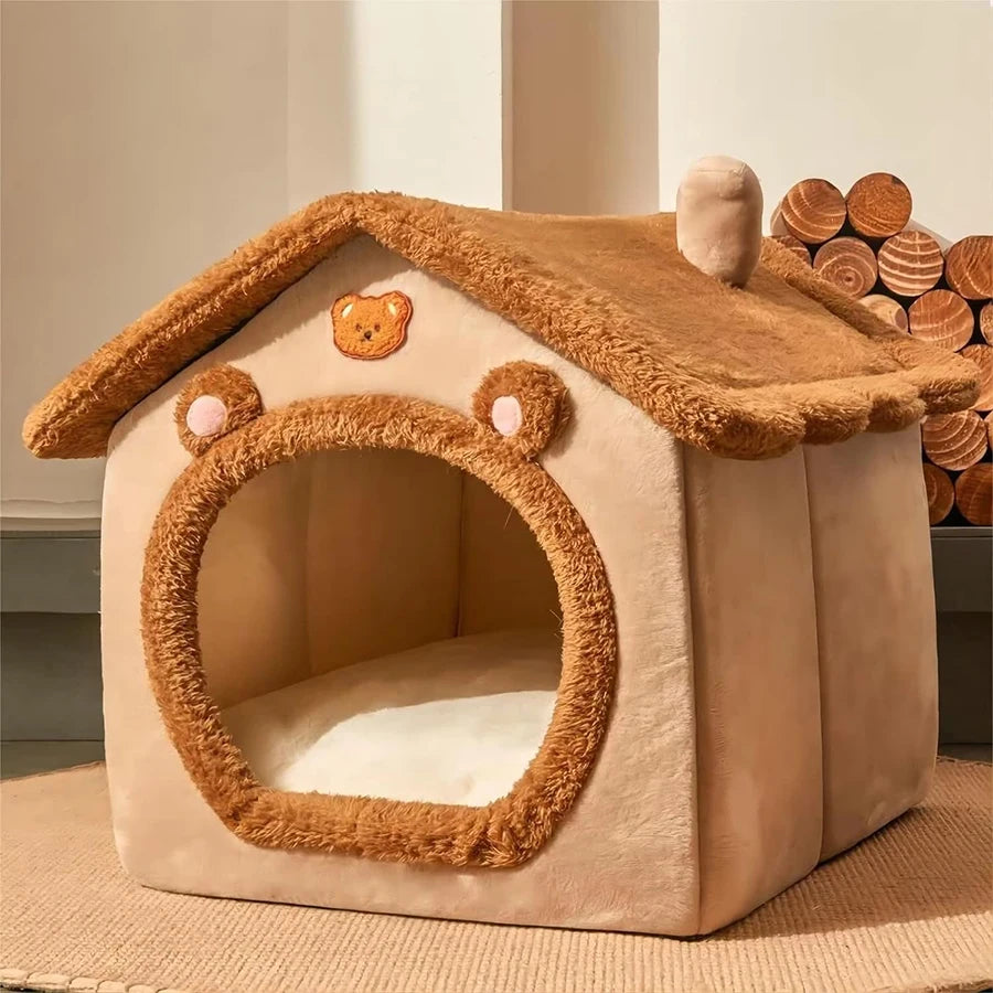 Indoor Foldable Cozy Pet House Removable Washable Cat House Puppy