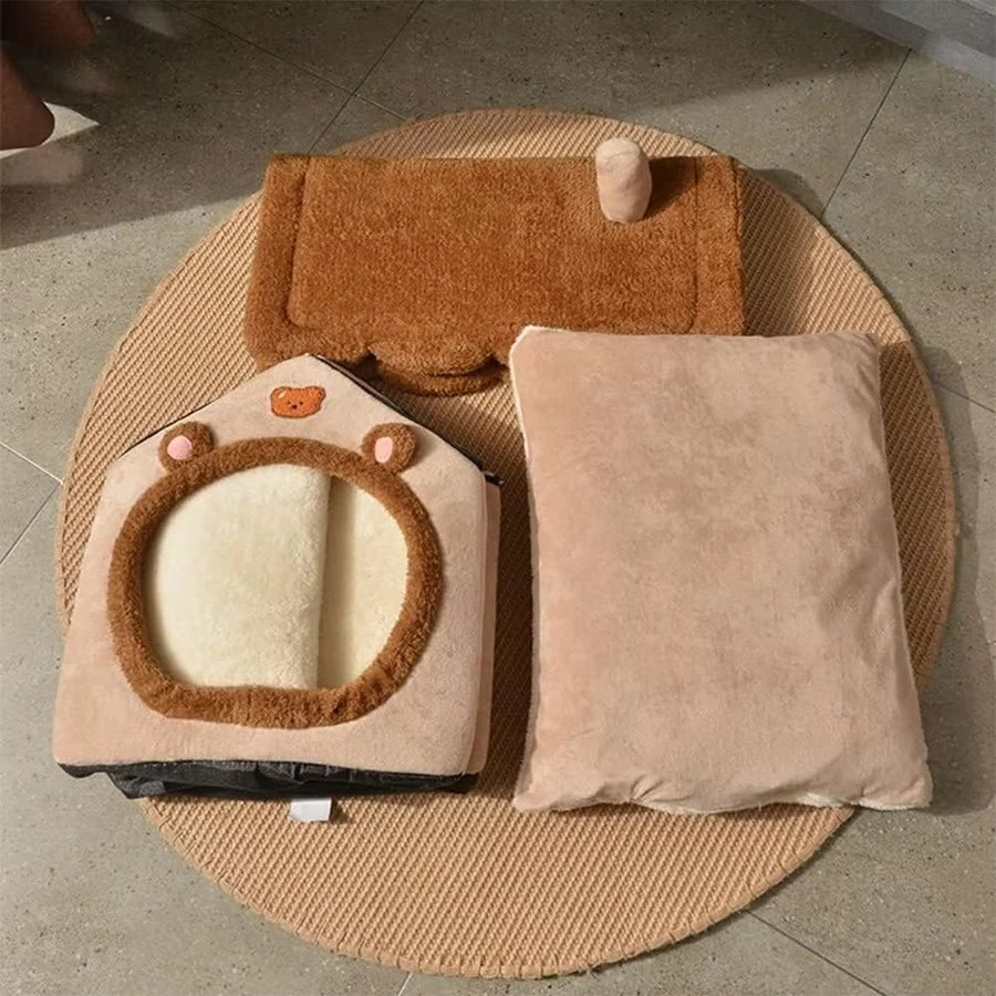 Indoor Foldable Cozy Pet House Removable Washable Cat House Puppy